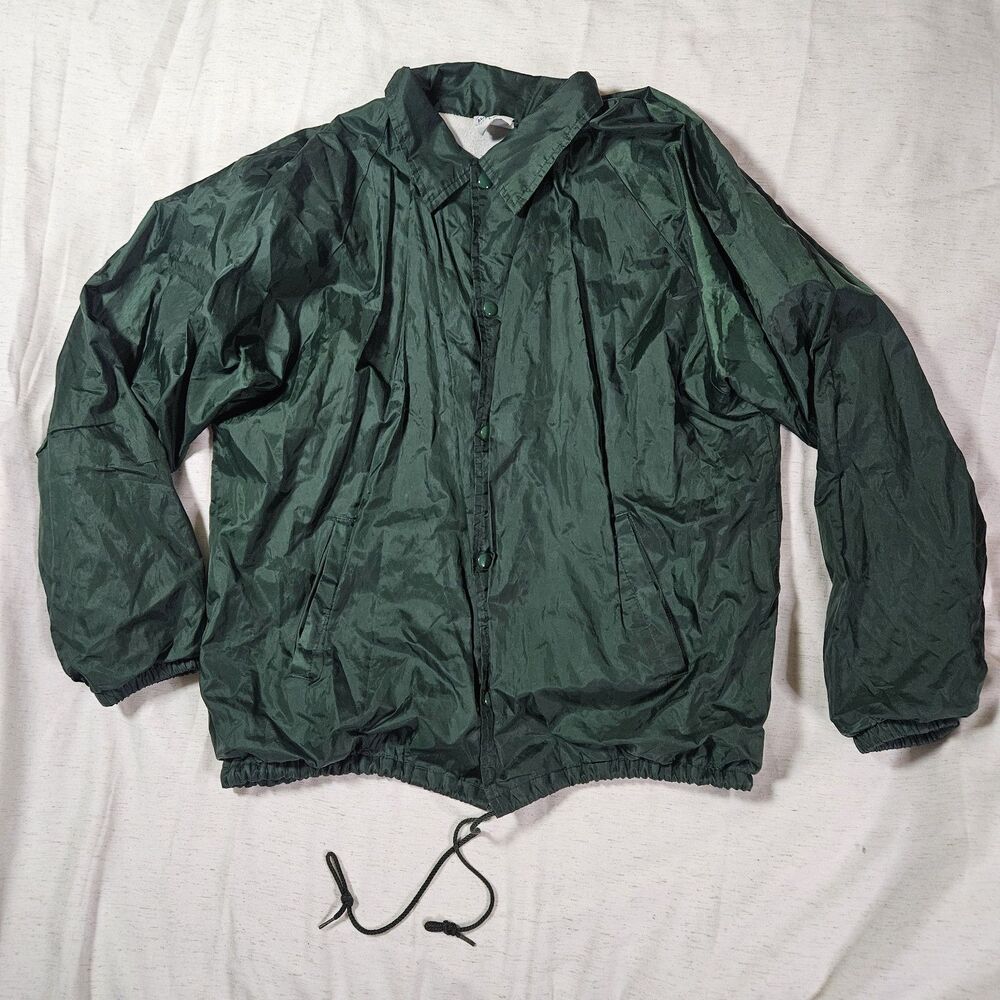 Vintage Augusta Sportswear Jacket Men's Large Green Snap Button Up Windbreaker